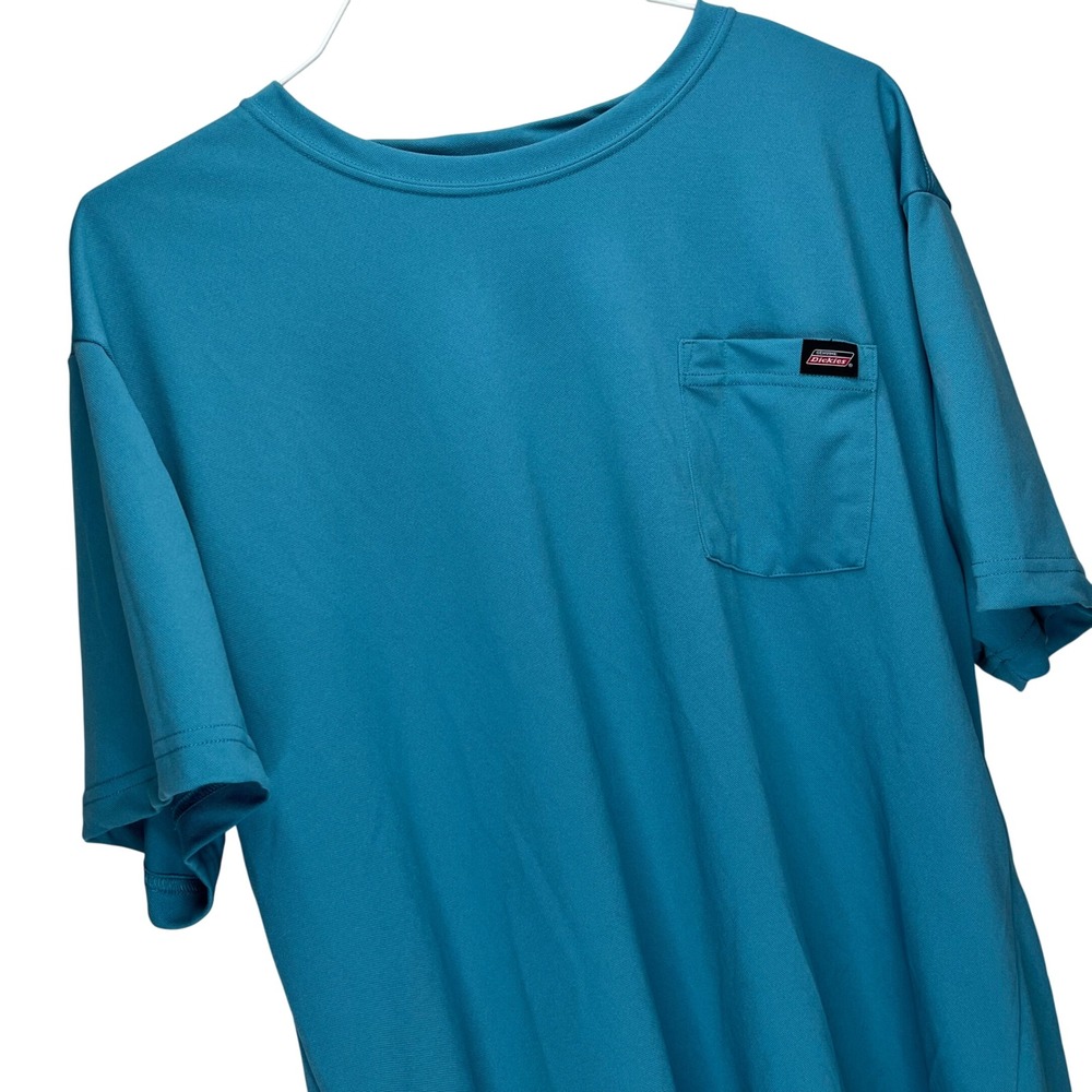 Dickies T-Shirt Mens XL Teal Blue Polyester Pocket Short Sleeve Crew Neck GS417I